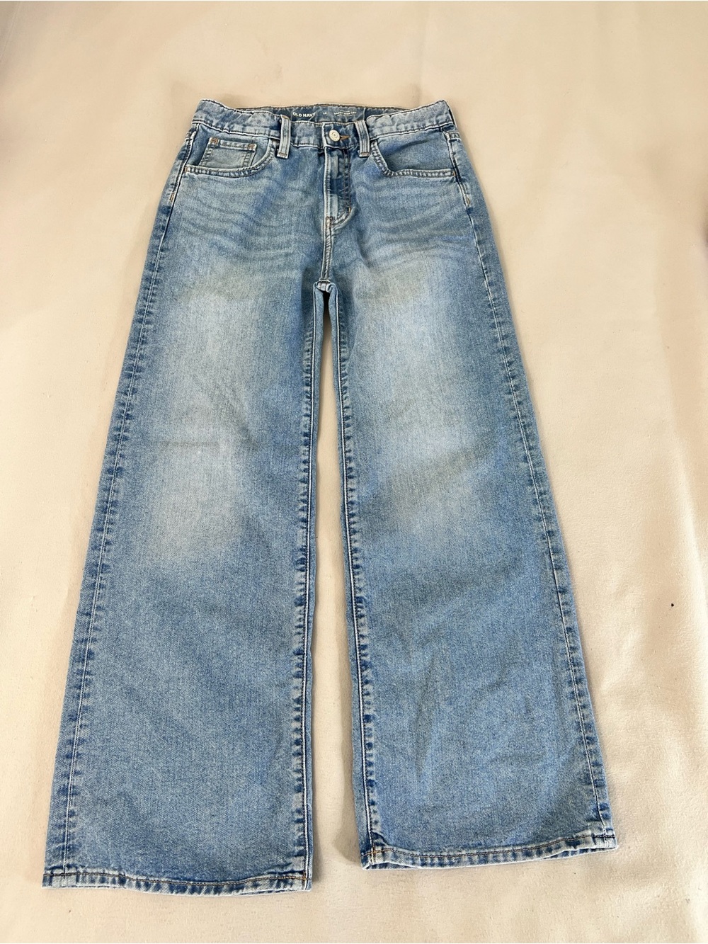 Old Navy High Rise Super Baggy Wide Leg Blue Denim Jeans Girls size 14